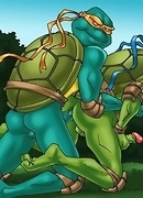 Teenage Mutant Ninja Turtles probe their green asses
